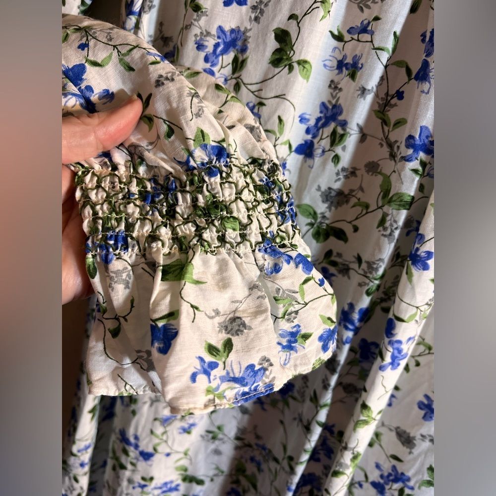 Zara Cottgaecore Long Sleeve Maxi Dress floral summer feminine loose fit beach - Picture 4 of 14
